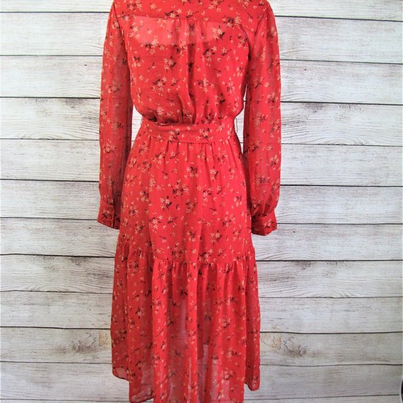 Lulu’s Flirt Fest Red Floral Print Midi dress - Picture 6 of 9